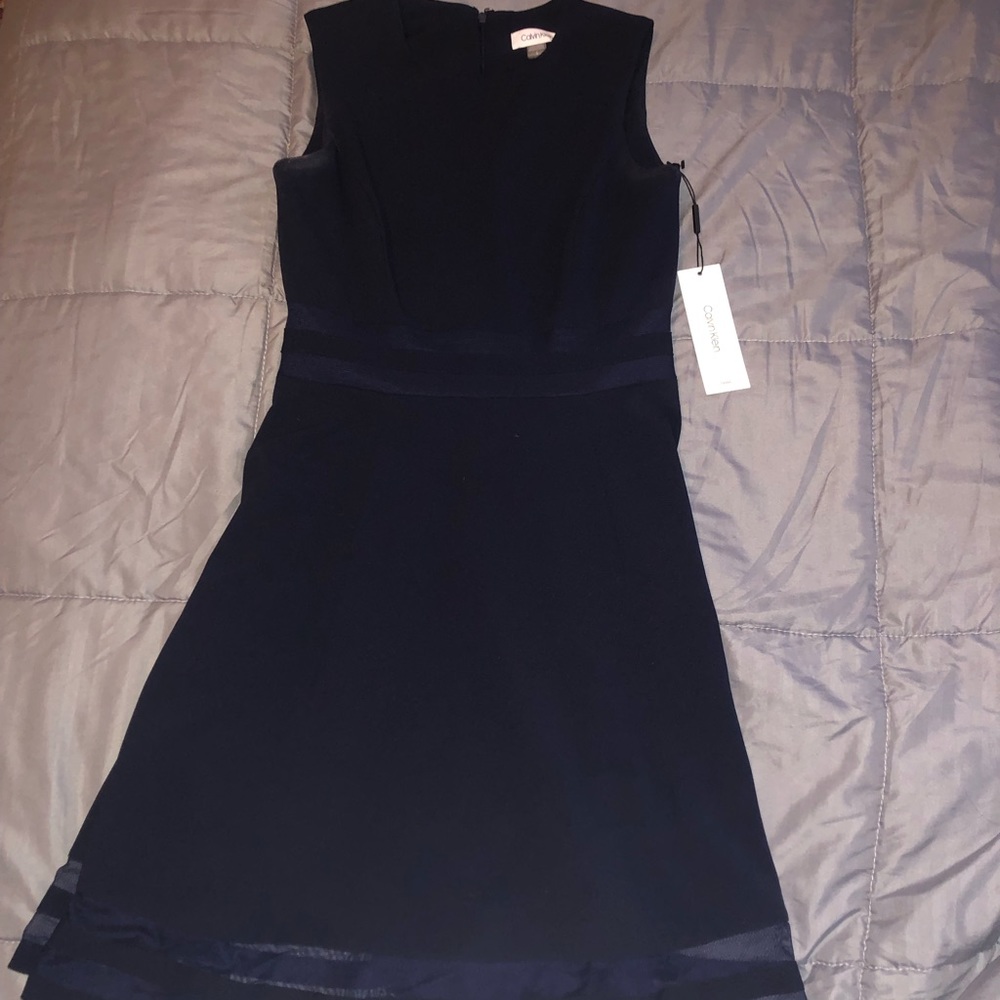 Navy blue mid-length dress